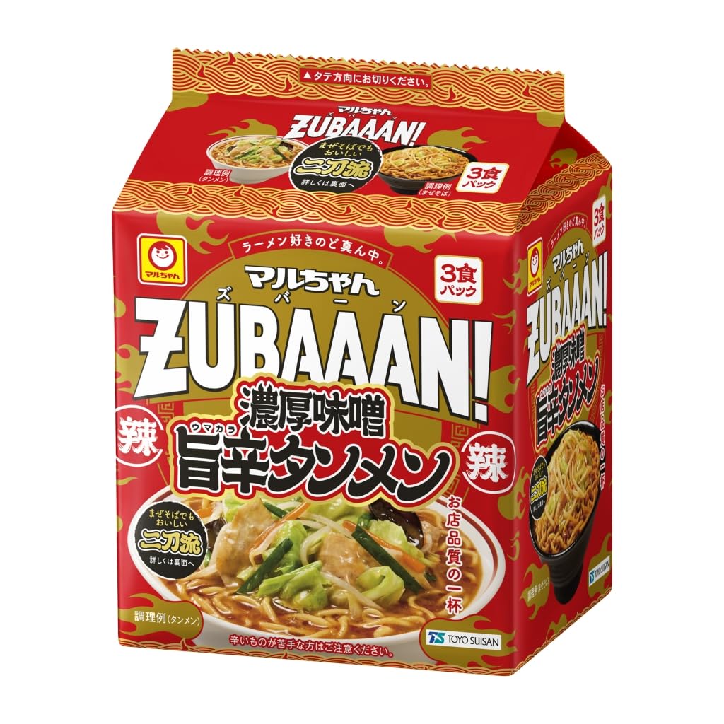 Amazon.co.jp: マルちゃん ZUBAAAN! 濃厚味噌旨辛タンメン 3食パック