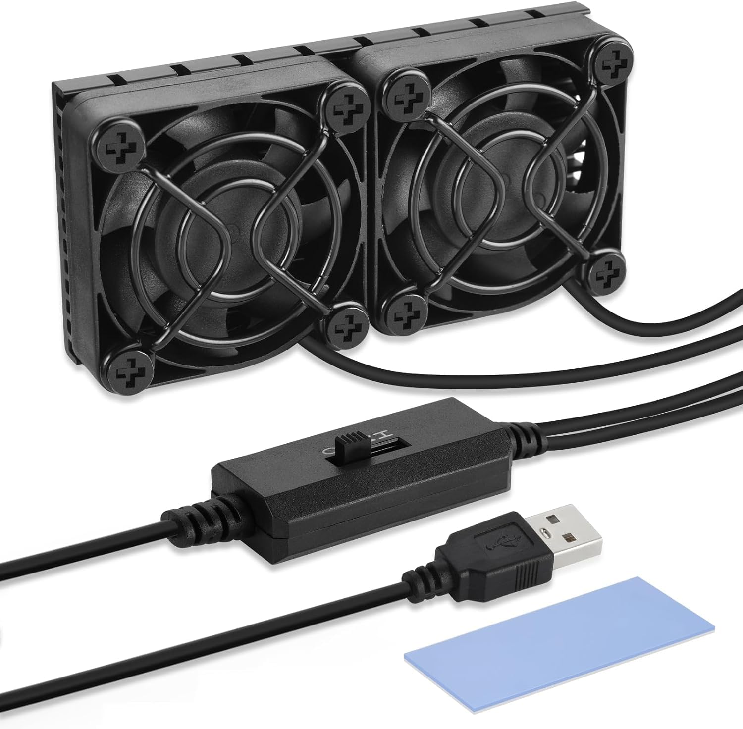 ELUTENG Ventilateur USB 80mm avec 8 Tapis Amortisseurs Silencieux Trois