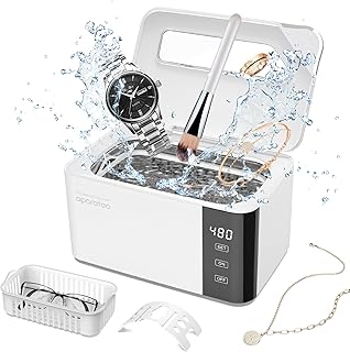 Ultrasonic Jewelry Cleaner, 600ml Ultrasonic Cleaning Machine, Large Capacity Household Ultrasonic Cleaner with 5 Time Settings,Stainless Steel Ultrasonic Cleaner for Eyeglass Watches Jewelry Dentures