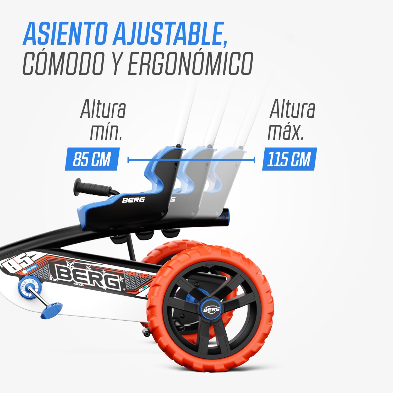 BERG Correpasillos Buzzy Nitro 2-in-1 Azul/Naranja | 2-5 años, cuadro resistente, asiento regulable, volante regulable