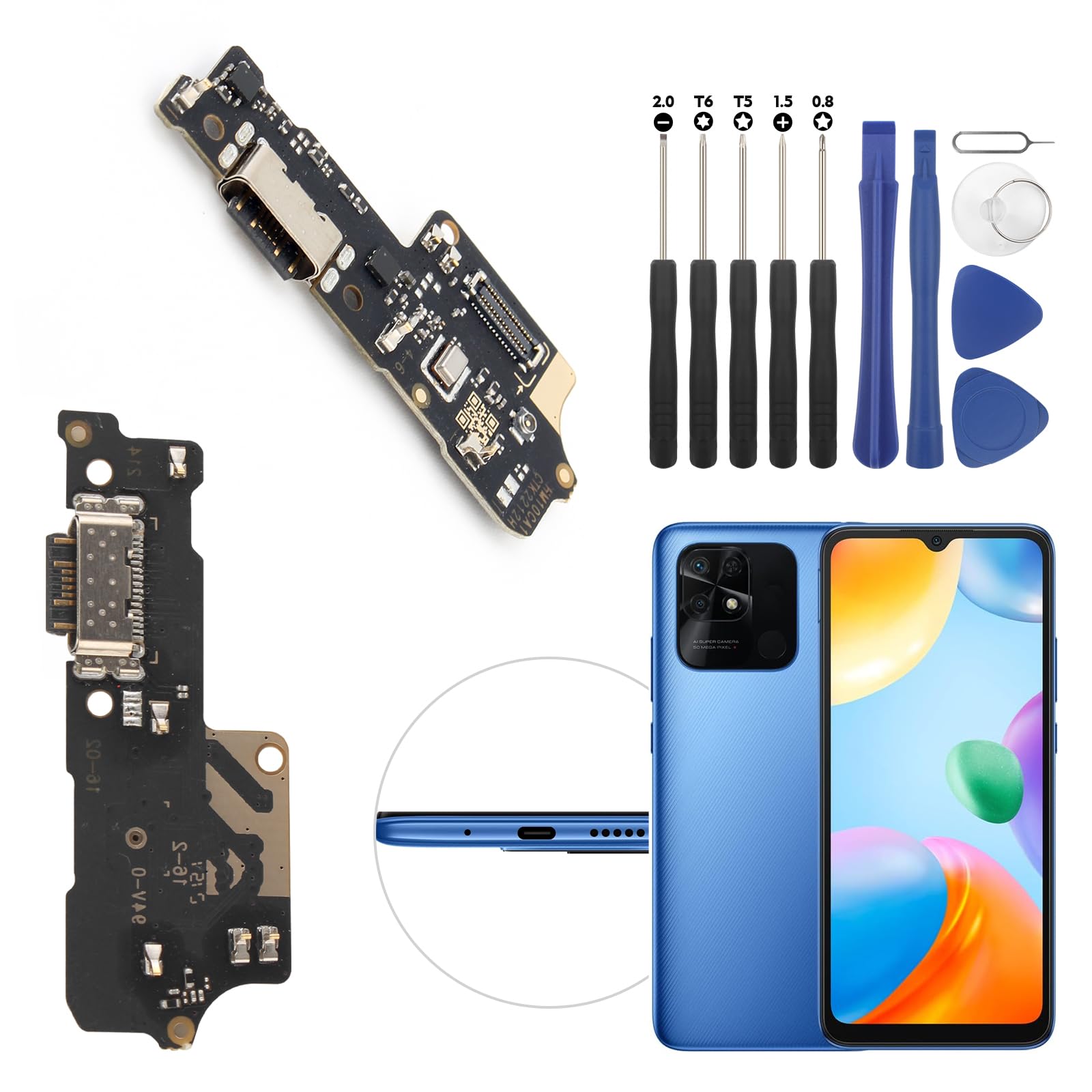 Kit Connettore Di Ricarica Con Porta Microfono E Audio Per Xiaomi Redmi 9A/9C - Include Strumenti Di Riparazione - 6