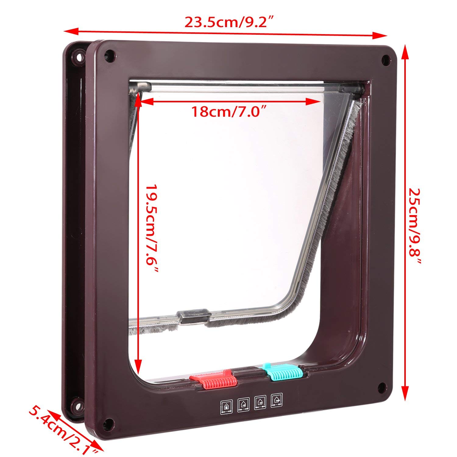 Porta per Gatti e Cani, Porta Schermo per Animali Domestici, Entrata e Uscita Controllabile, Porta Scorrevole per Finestra di Sicurezza per Animale Domestico (L-23.5 * 25 * 5.5cm, Marrone)