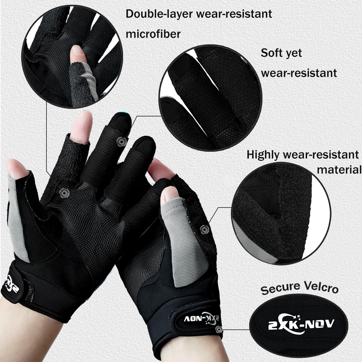 Segelhandschuhe Herren Sailing Gloves - Ruderhandschuhe Damen, Kajak Handschuhe zum Paddeln, Handschuhe Segeln Damen mit ¾-Finger für Wassersport,Bitte messen Sie den Handumfang