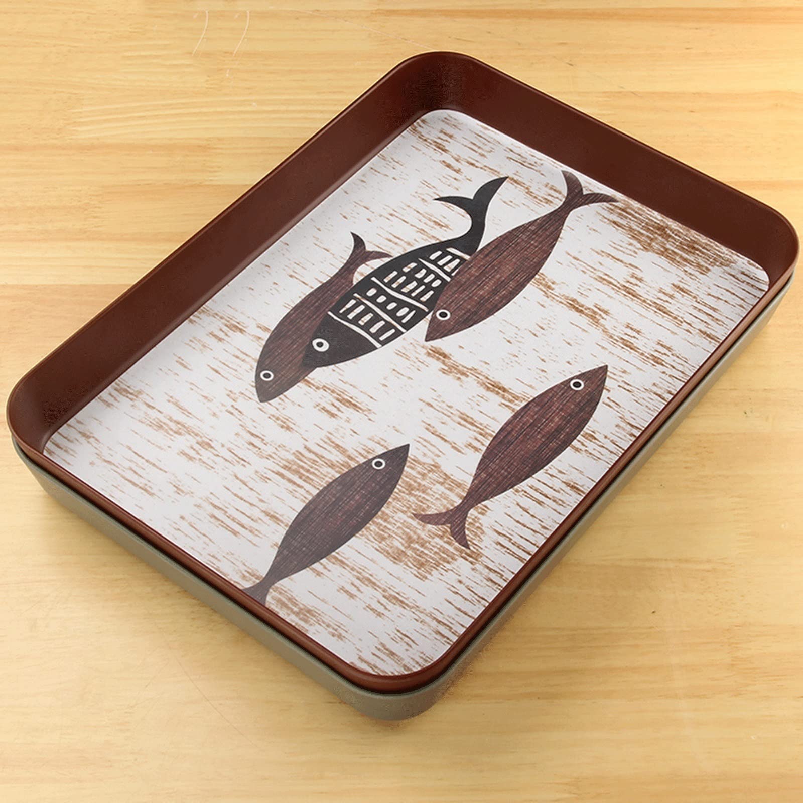 RWRAPS Bandeja de Mesa de Centro Elegante Bandeja Rectangular Adecuada para Servir Aperitivos, Aperitivos, postres con Patrones para Hacer Delicatessen, Bandeja para Servir Desayuno (Colo (Dorado)