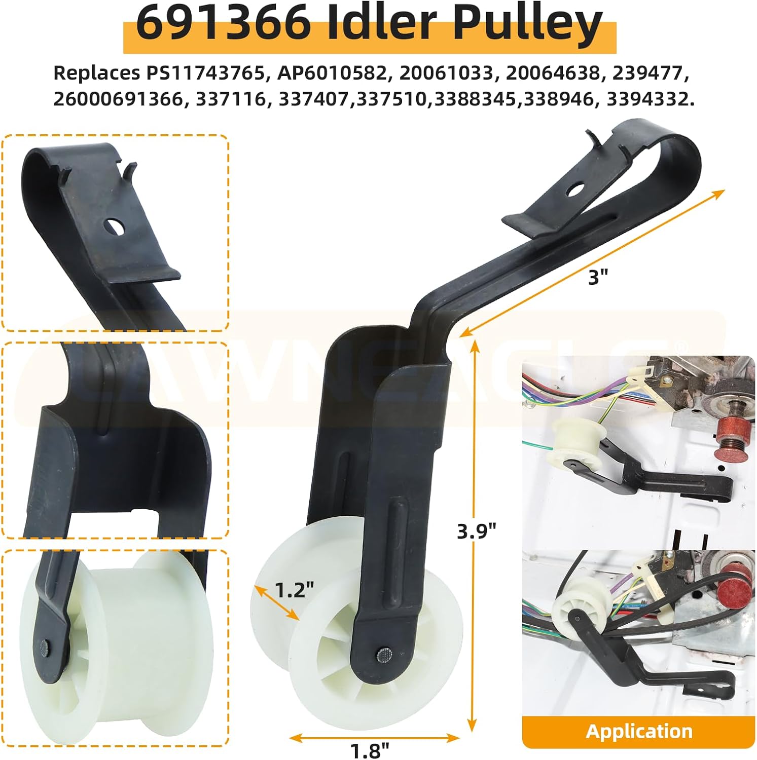 279948 4392065 Dryer Repair Kit - Includes 349241T Dryer Drum Roller Kit 341241 Dryer Belt WP691366 Idler Pulley WPW10359269 & WPW10359270 Dryer Drum Shafts for Whirlpool Maytag Amana Dryers