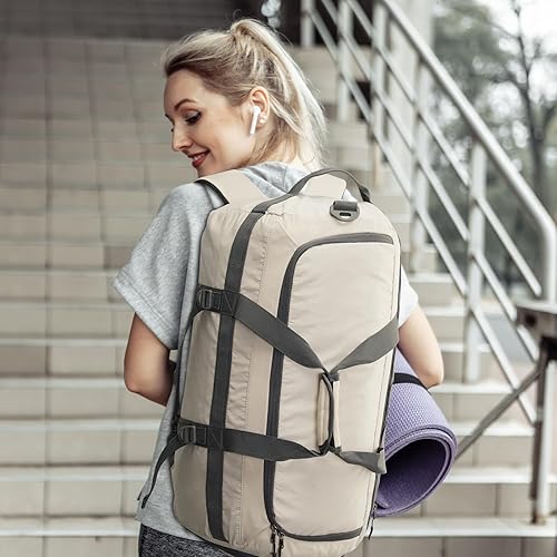 Miniatura 2 de G4Free Bolsa de gimnasio para mujeres y hombres, mochila de lona de 45 litros con compartimento para zapatos, resistente al agua, bolsa de viaje