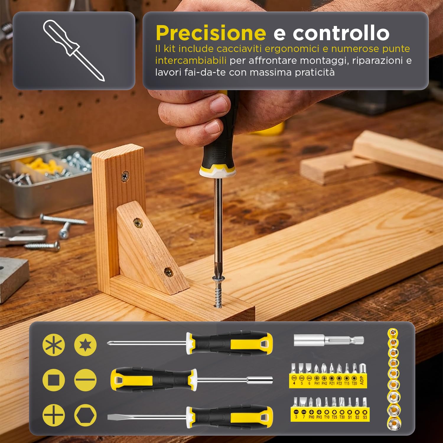 Avilia Juego de herramientas de trabajo de 158 piezas, maletín de herramientas completo rígido, kit profesional de bricolaje, surtido de brocas, trinquete, alicates, martillo, nivel, metro y cúter de