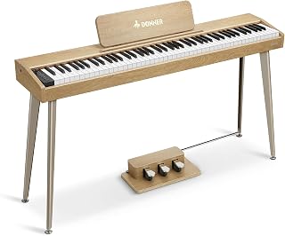 Donner DDP-60 88-Key Digital Piano: Velocity-Sensitive Full-Size Keys, 128 Voices, 8 Reverbs, Recording, 3 Pedals for Beginners