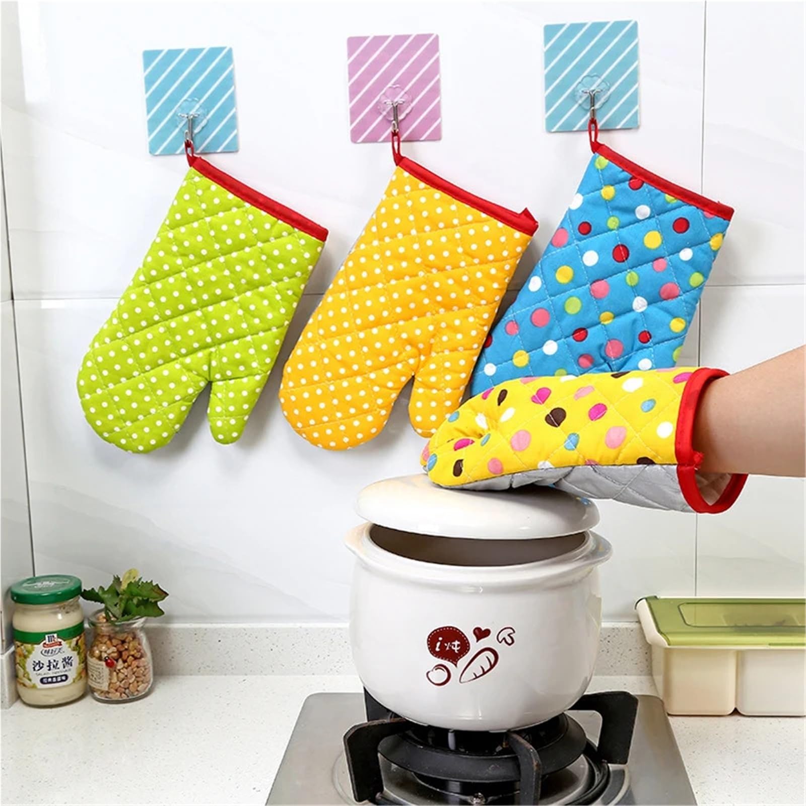 Gants de Cuisine, Gants de Four résistants aux Taches, Gants épais pour la Maison, Gants isolés pour Micro-Ondes, Gants créatifs, antidérapants, résistants à la Chaleur et Anti-brûlures