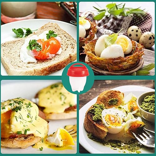 Miniatura 6 de Huevo de silicona, cocido duro huevo Maker 6 piezas de silicona cazadores furtivos de huevo, olla de huevo hervido sin cáscara, sin BPA,