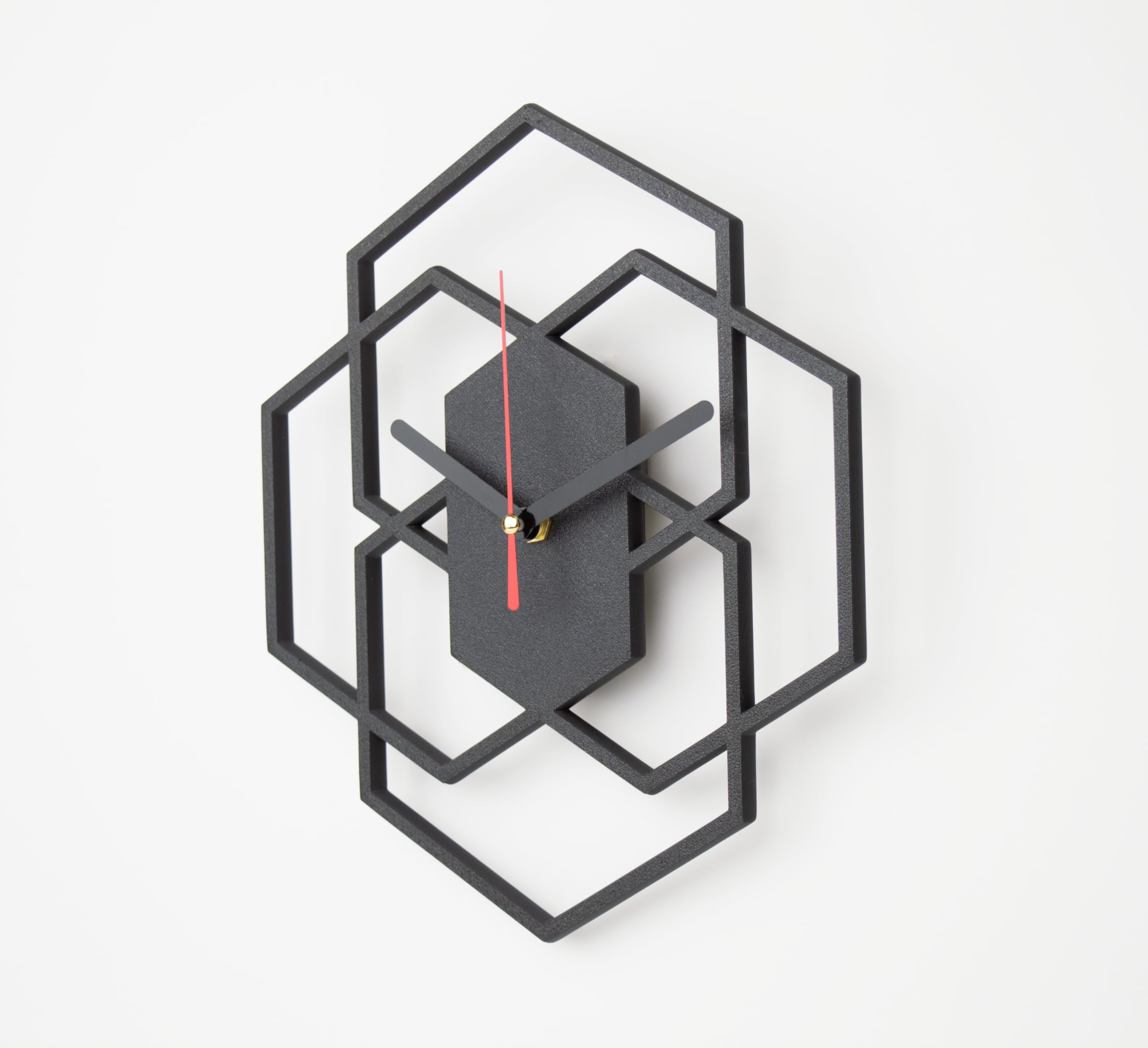 Horloge murale silencieuse noire faite à la main au design moderne