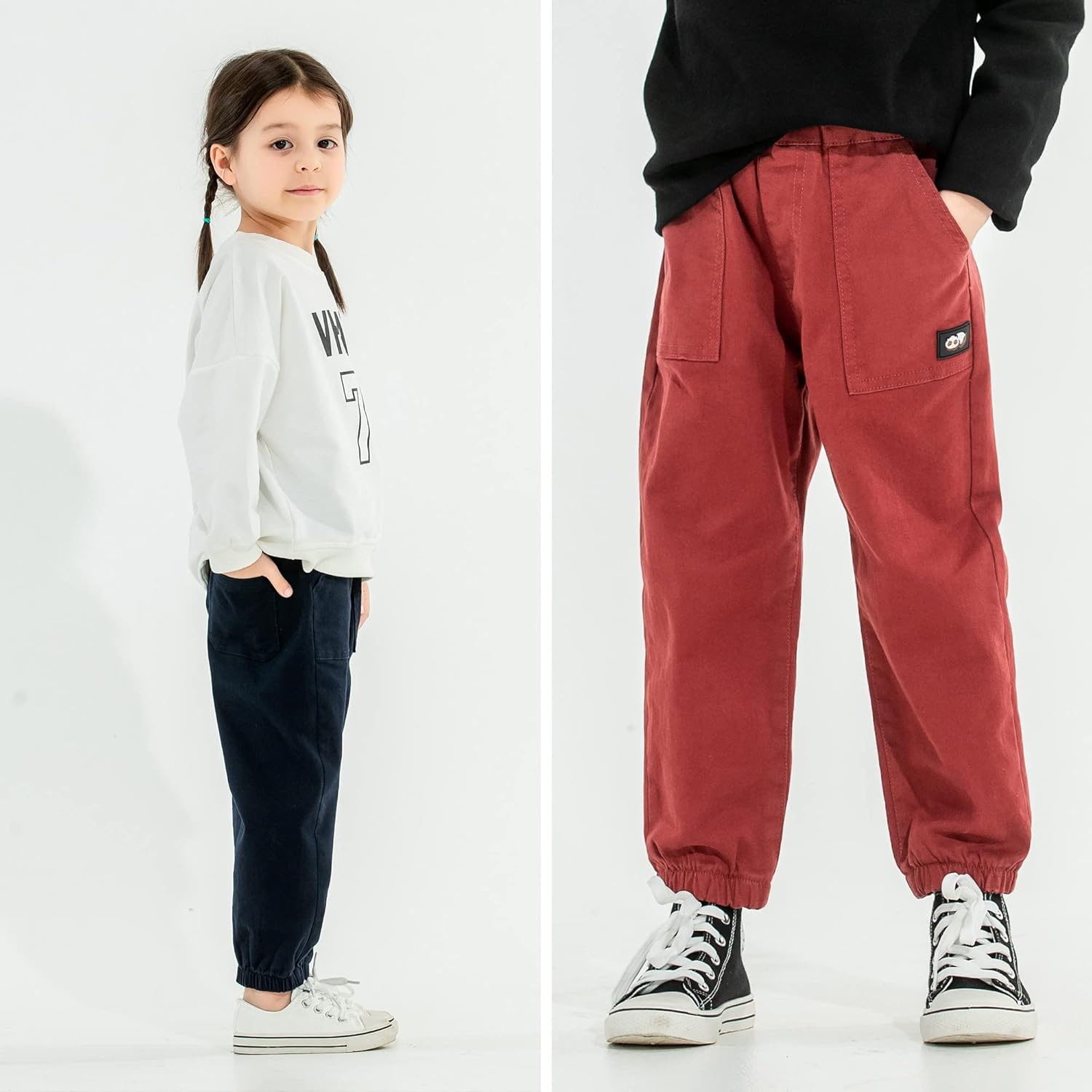 MINI PANDA Toddler Pants - Little Girls & Boys Stretch Fabric Pants 2-Pack (2T-6T) - Image 4