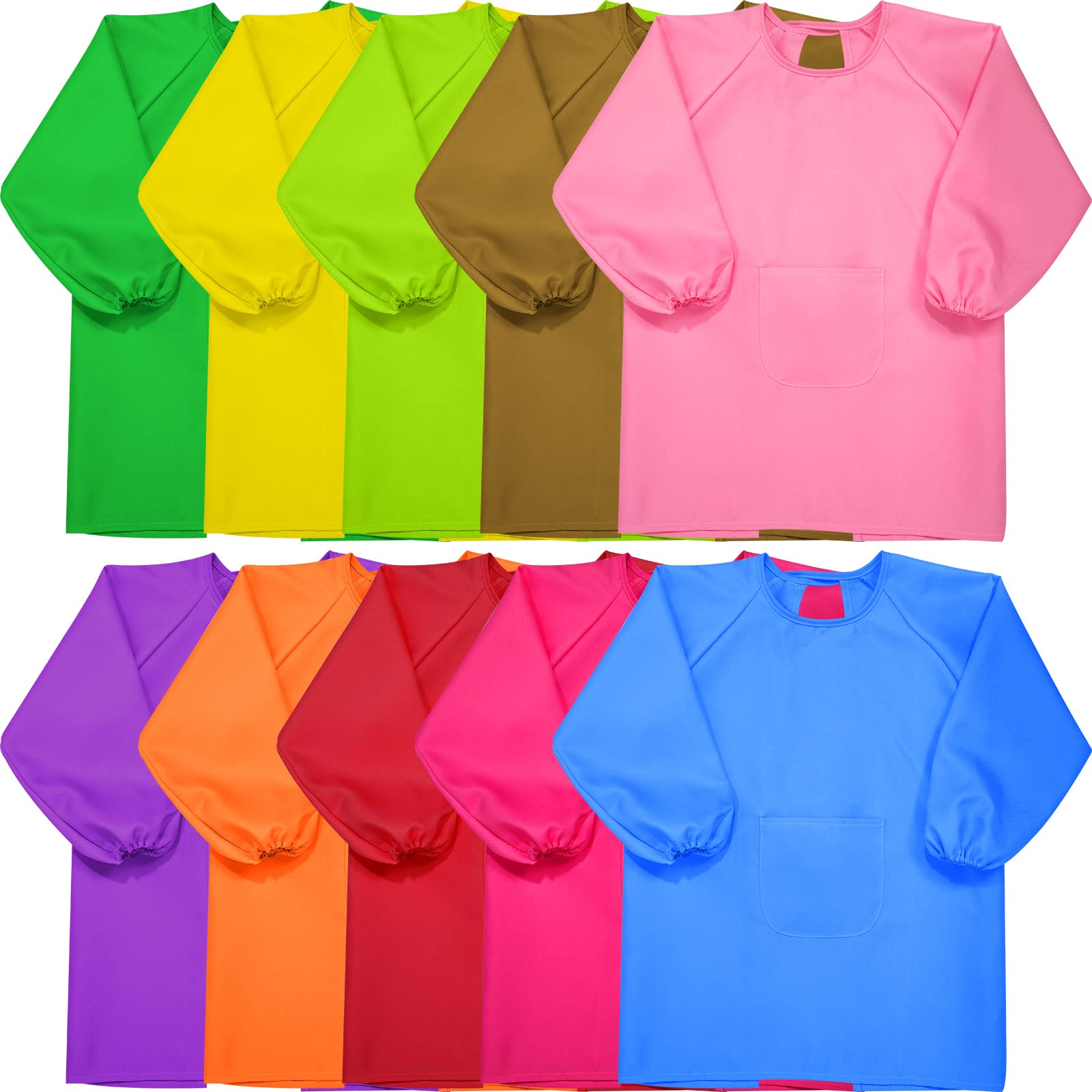 10 Pack Kids Art Smock Painting Apron Long Sleeve Children Waterproof Artist Paint Shirt for Baking,