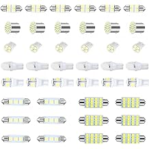 42 PCS Car Interior LED Light Kit, T10 31 mm 36 mm 41 mm Map Dome Bulb, Super Bright Wide Angle License Plate Light, Non-polarity Plug and Play Replacement for Cars White