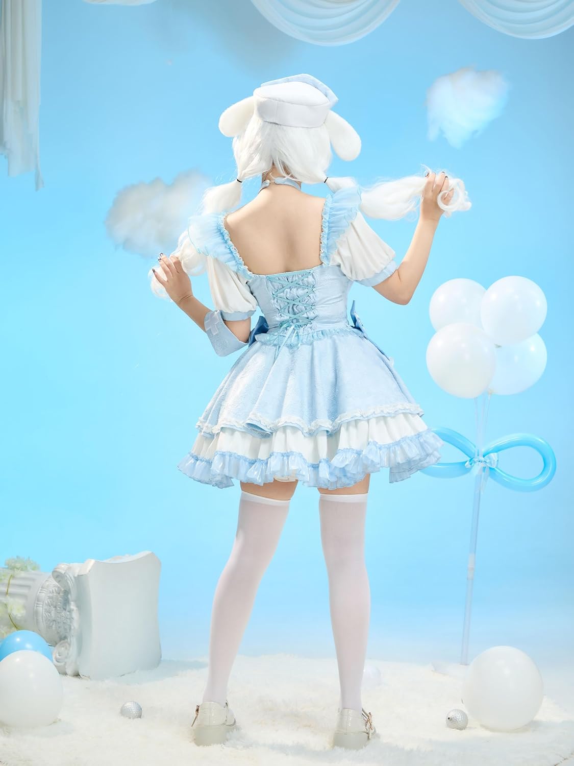 miccostumes Women's Costume Anime Doll Nurse Cosplay Lolita Set Top and Skirt with Apron and Hat Halloween