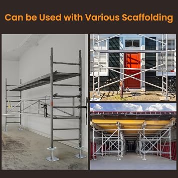 Scaffolding Adjustable Leveling Jack 18, Galvanized Screw Solid Stem with Base Plate, 4 Pack