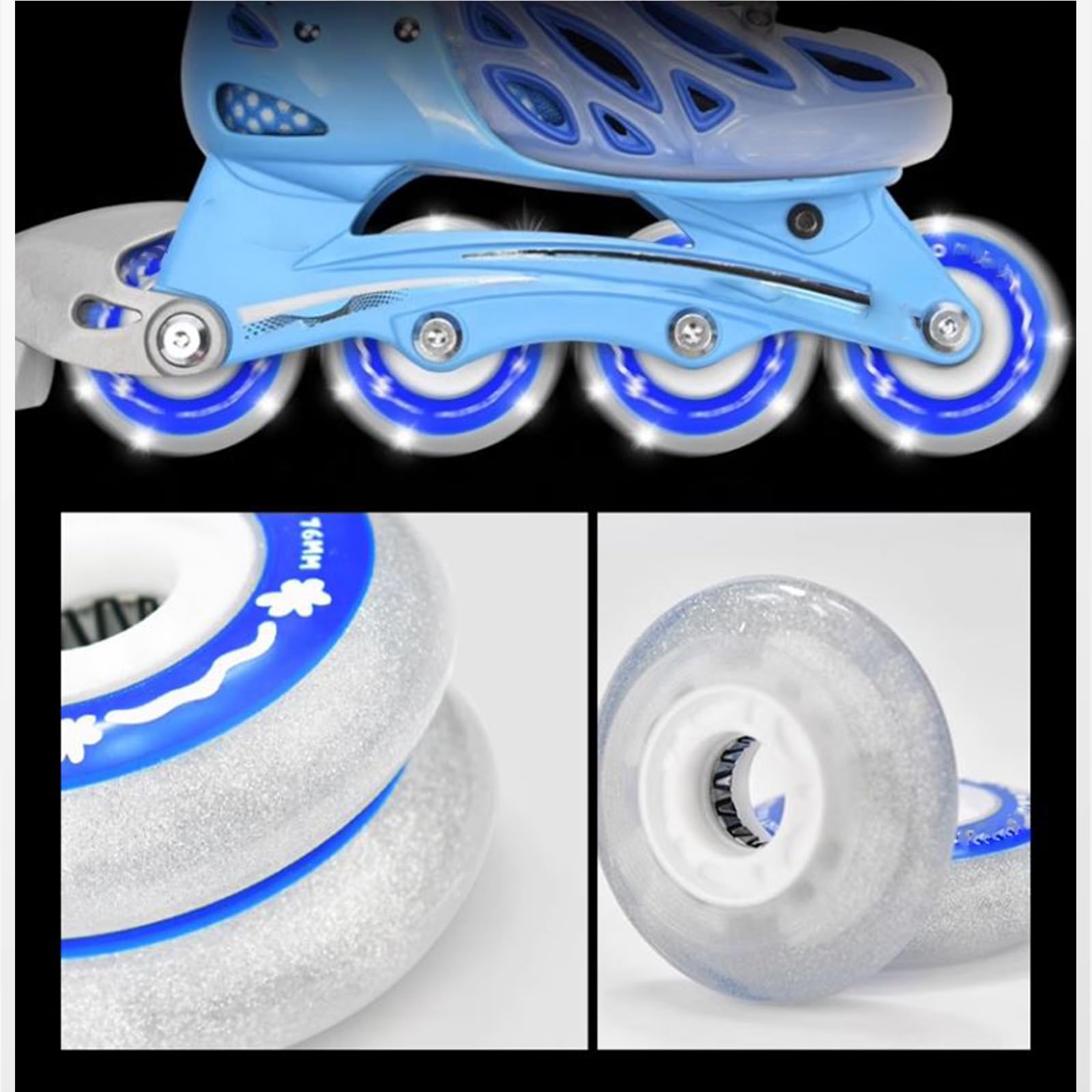 Ruote di Ricambio per Interni Ruote per pattini in linea illuminate 82A 64MM/70MM/72MM/76MM (confezione da 8), destinate alla sostituzione delle ruote dei pattini a rotelle, ruota scintillante per in
