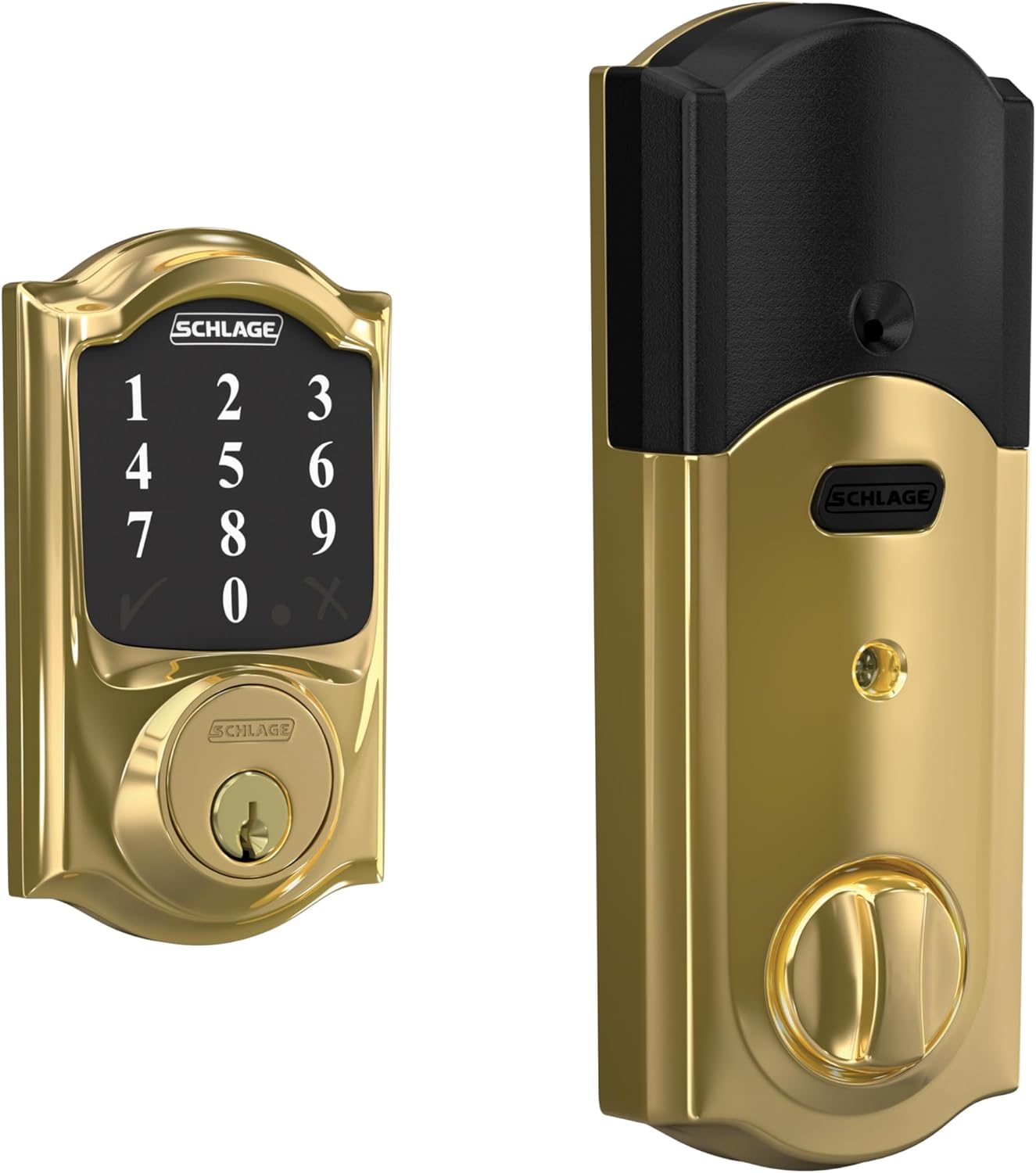 Schlage Lock Company BE468CAM605 Connect Camelot Touchscreen Deadbolt, Bright Brass