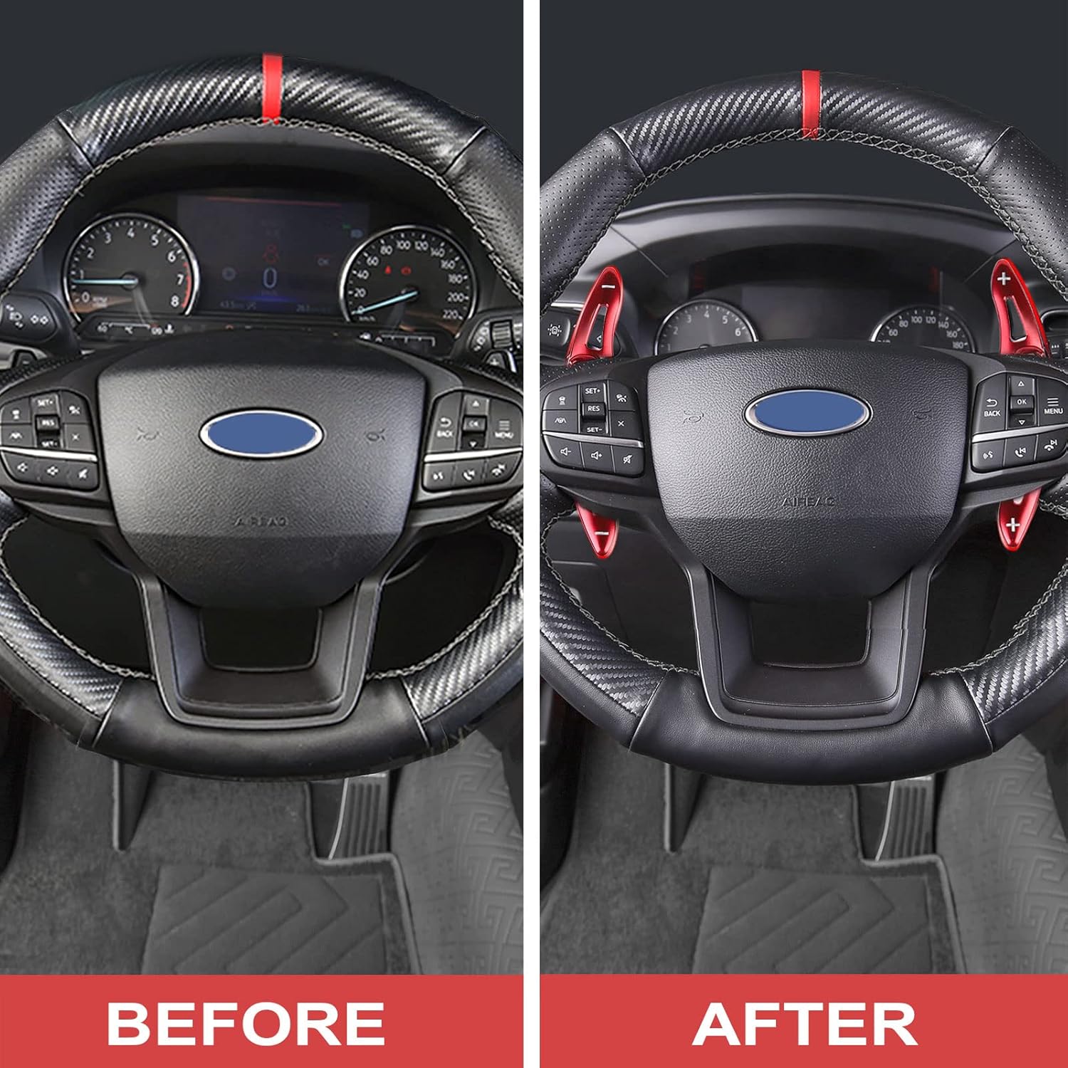 JHO Car Steering Wheel Shifter Extension Paddle for Ford Explorer 2020 2021 Base XLT Limited Platinum Interior Accessories (red)