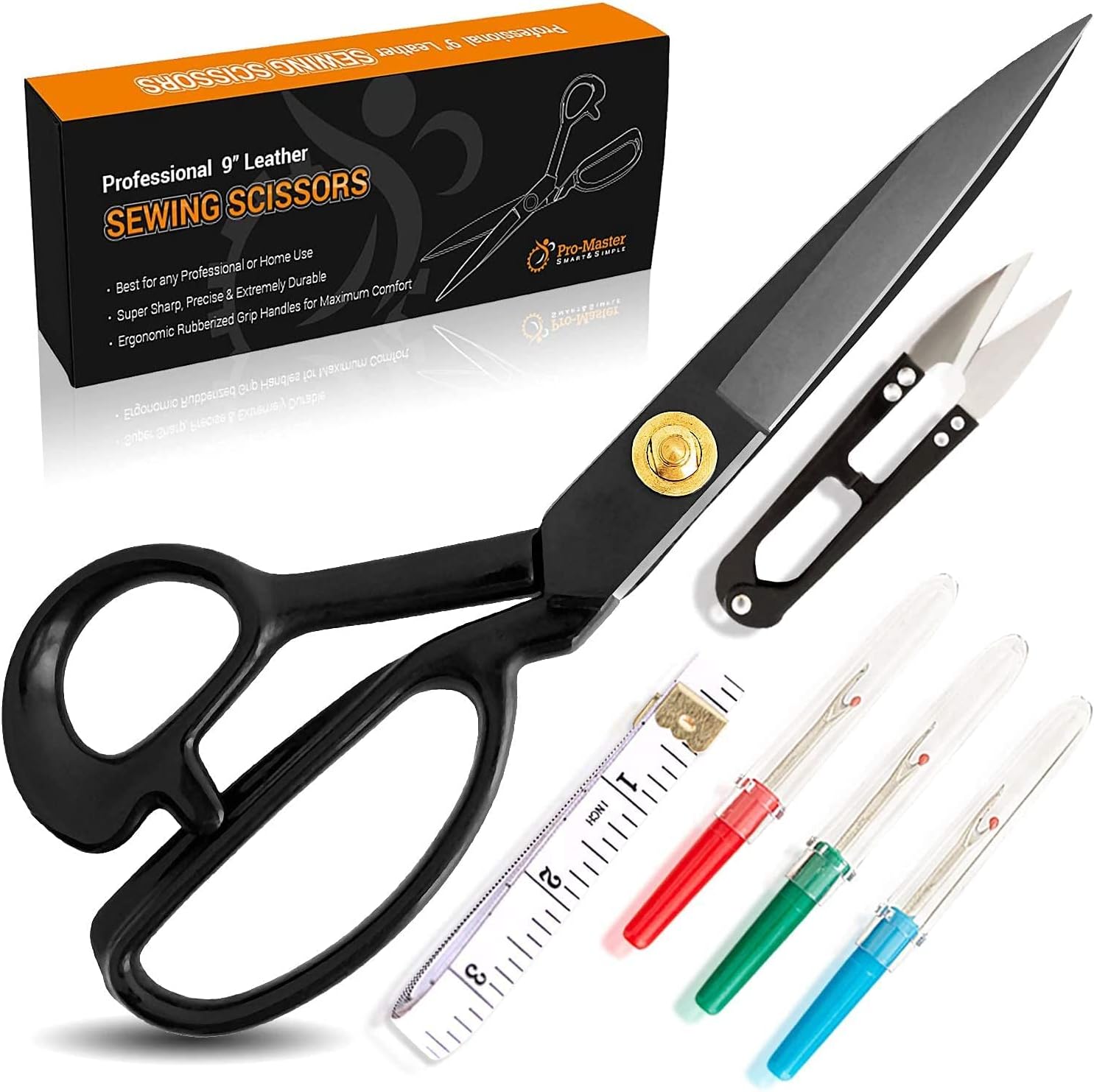 Professional 9 Inch Sewing Scissors for Fabric Cutting - Ultra Sharp, Heavy Duty Fabric Shears for Smooth, Precise Cuts on All Fabrics and Leather, for Tailors, Dressmakers, Crafters, and Artists