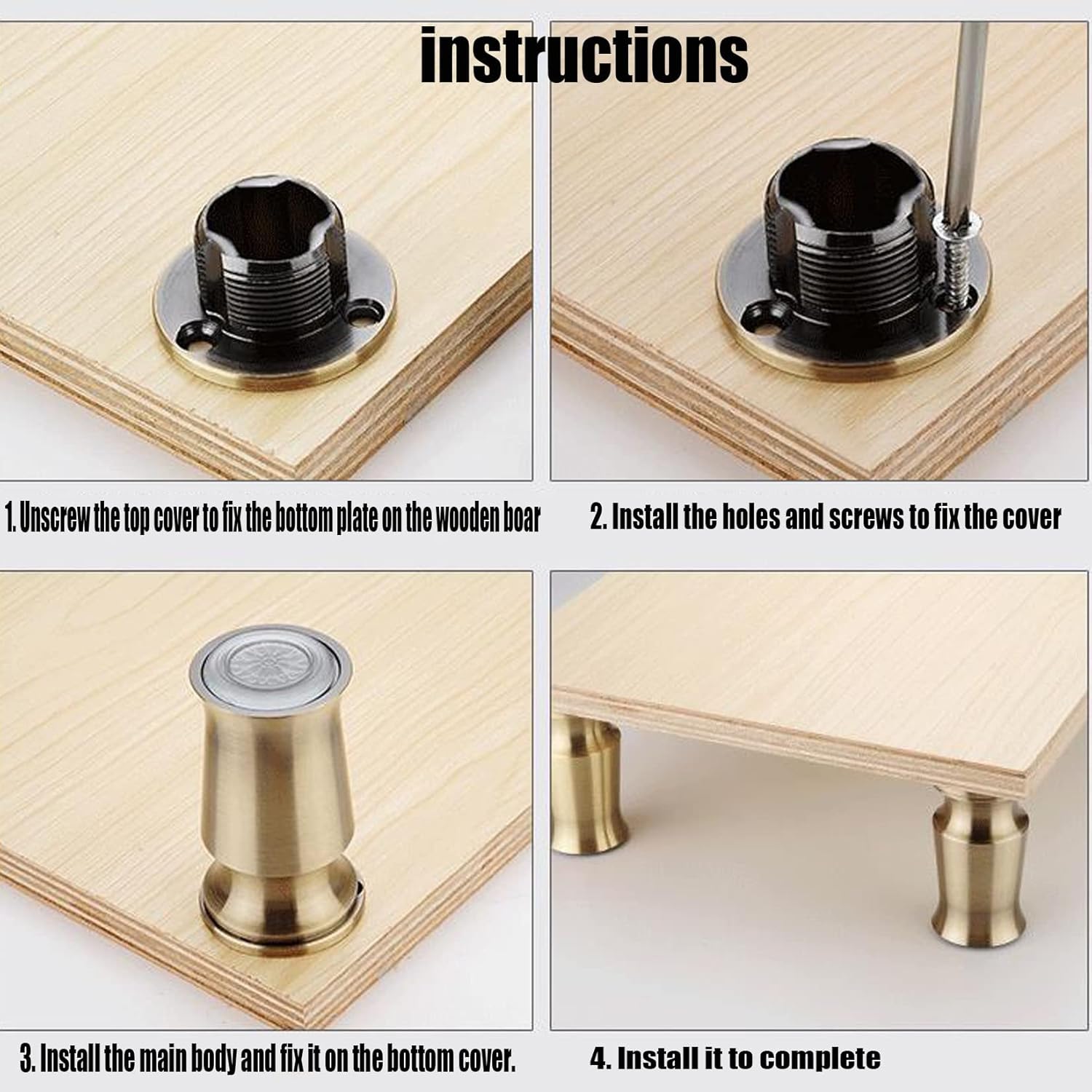 Solid Metal Legs Adjustable 6 Inch High 4PCS Titanium, Furniture Replacement Parts, Round Cone Solid Metal Furniture Legs, Stable Load-Bearing, Not Easy to Tilt
