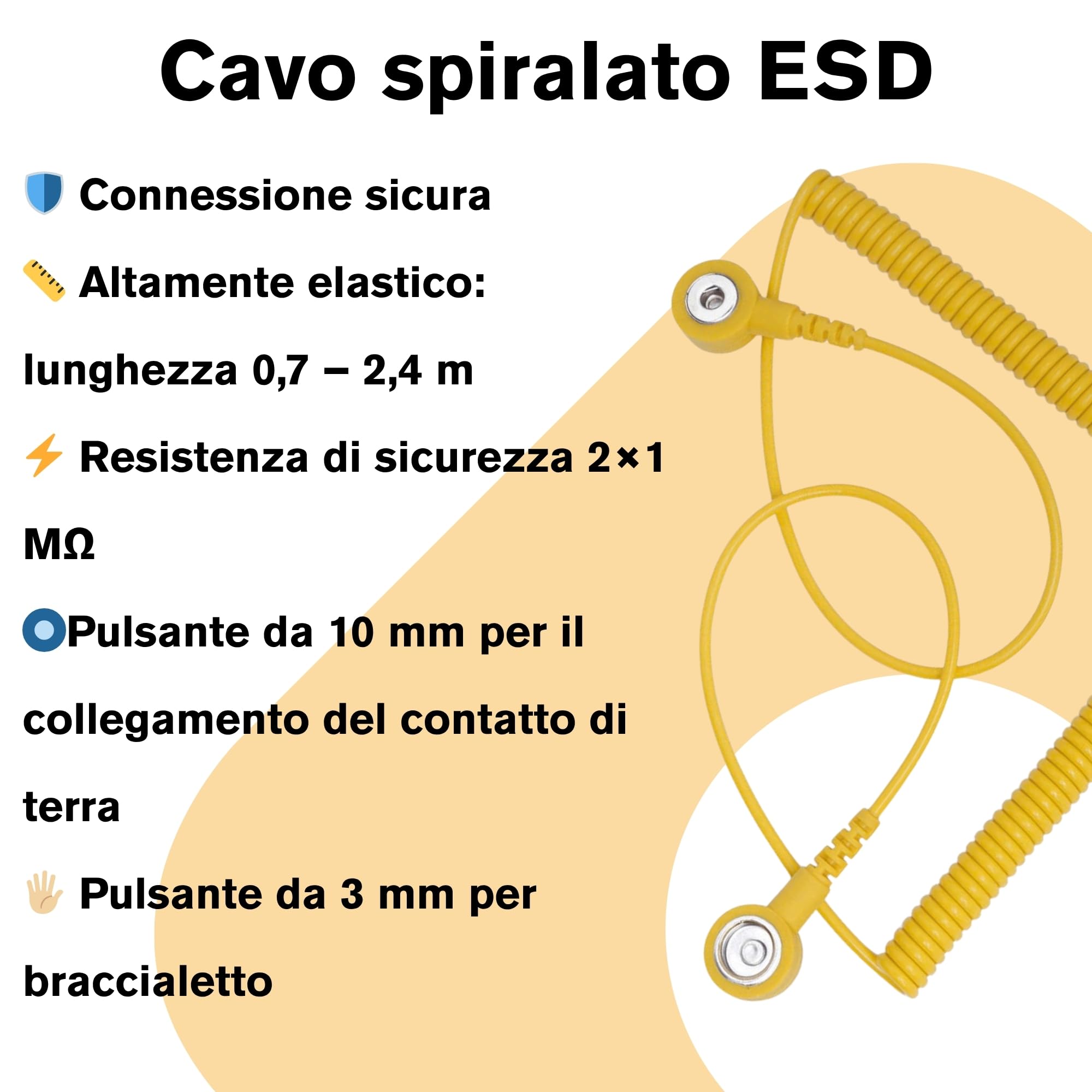 BERNSTEIN Set di manipolazione ESD, 7 pezzi | Tappetino ESD, nero (50 x 40 cm) + cavo di messa a terra + spina di messa a terra