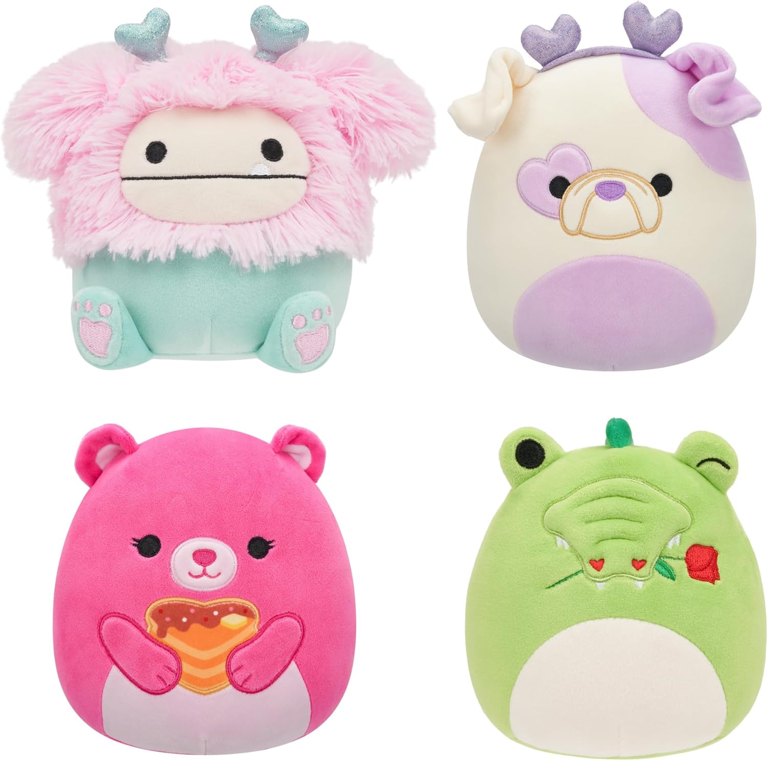 Squishmallows Original Valentine’s Day 4-Pack – Official Jazwares Plush Box Set (Little)