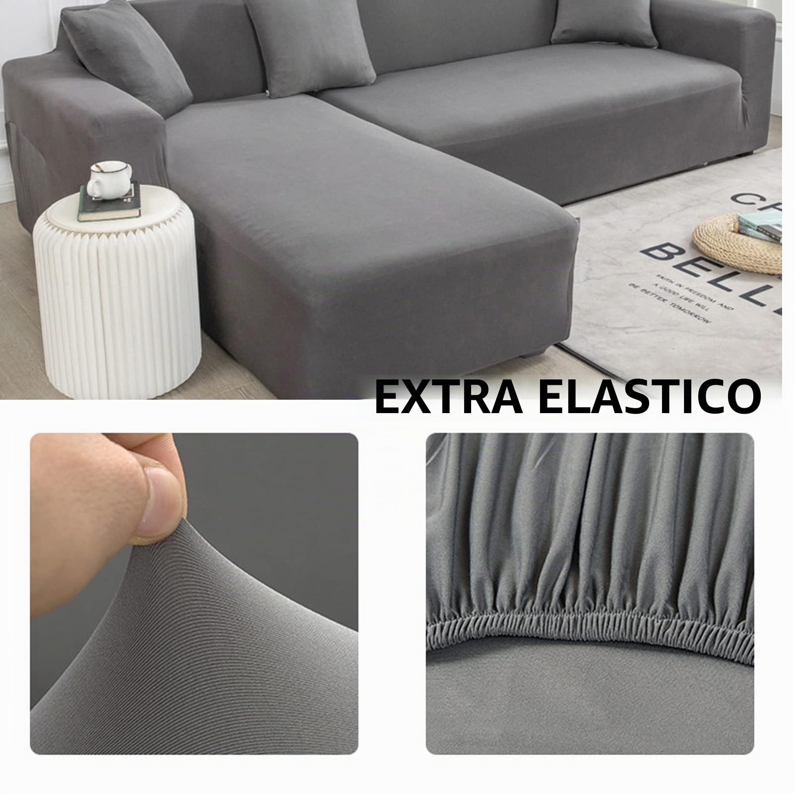 Amsg Copridivano con Penisola Elasticizzato A Sinistra Destra, Copridivano AntiGraffio Gatto Chaise Longue Sofa Cover A Forma di L,L,L 190~230cm