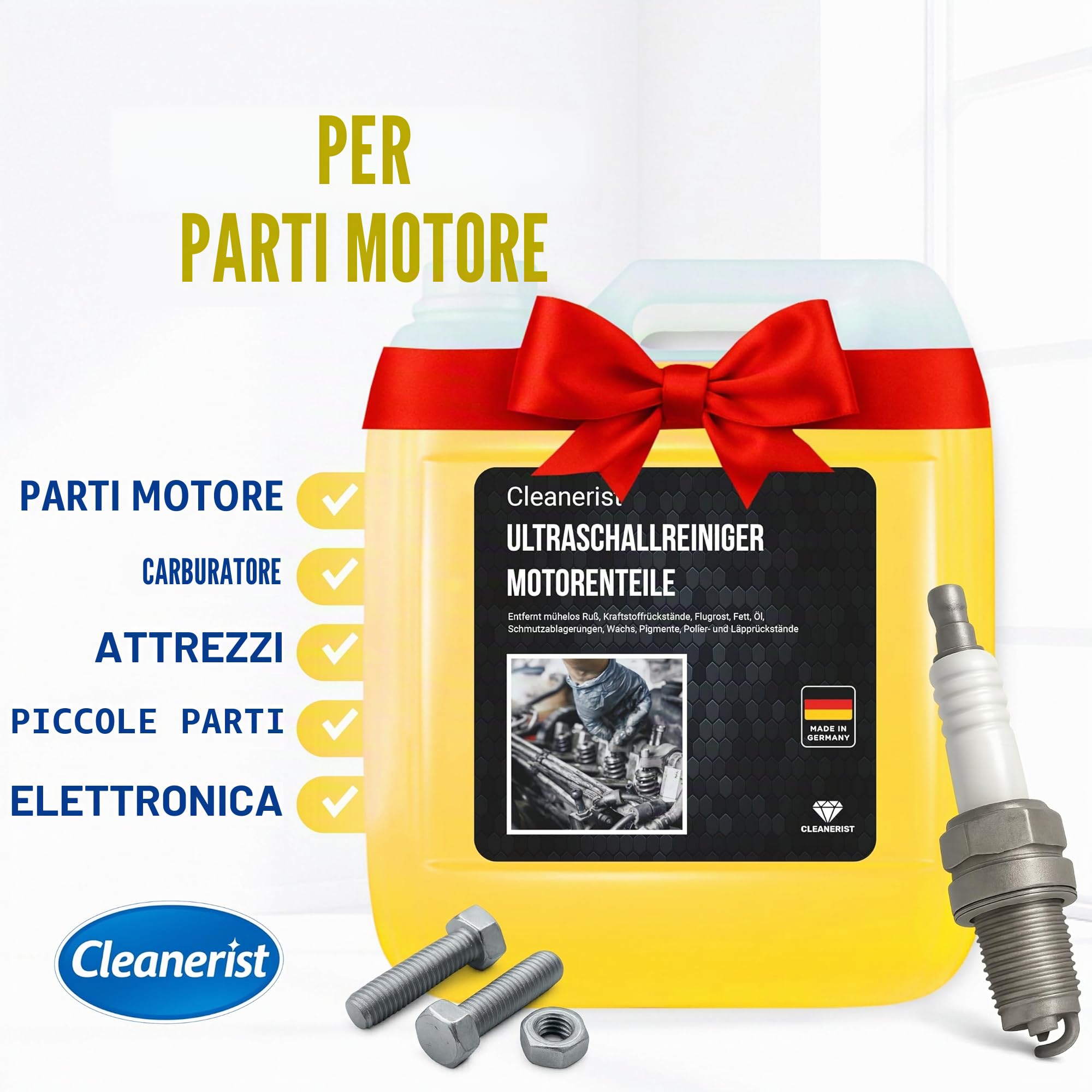 Die Seifenblase Detergente ad ultrasuoni concentrato (1:10) per officina, parti del motore e carburatore – rimuove grasso, olio e sporco – anche per guarnizioni, pistoni, valvole, iniettori