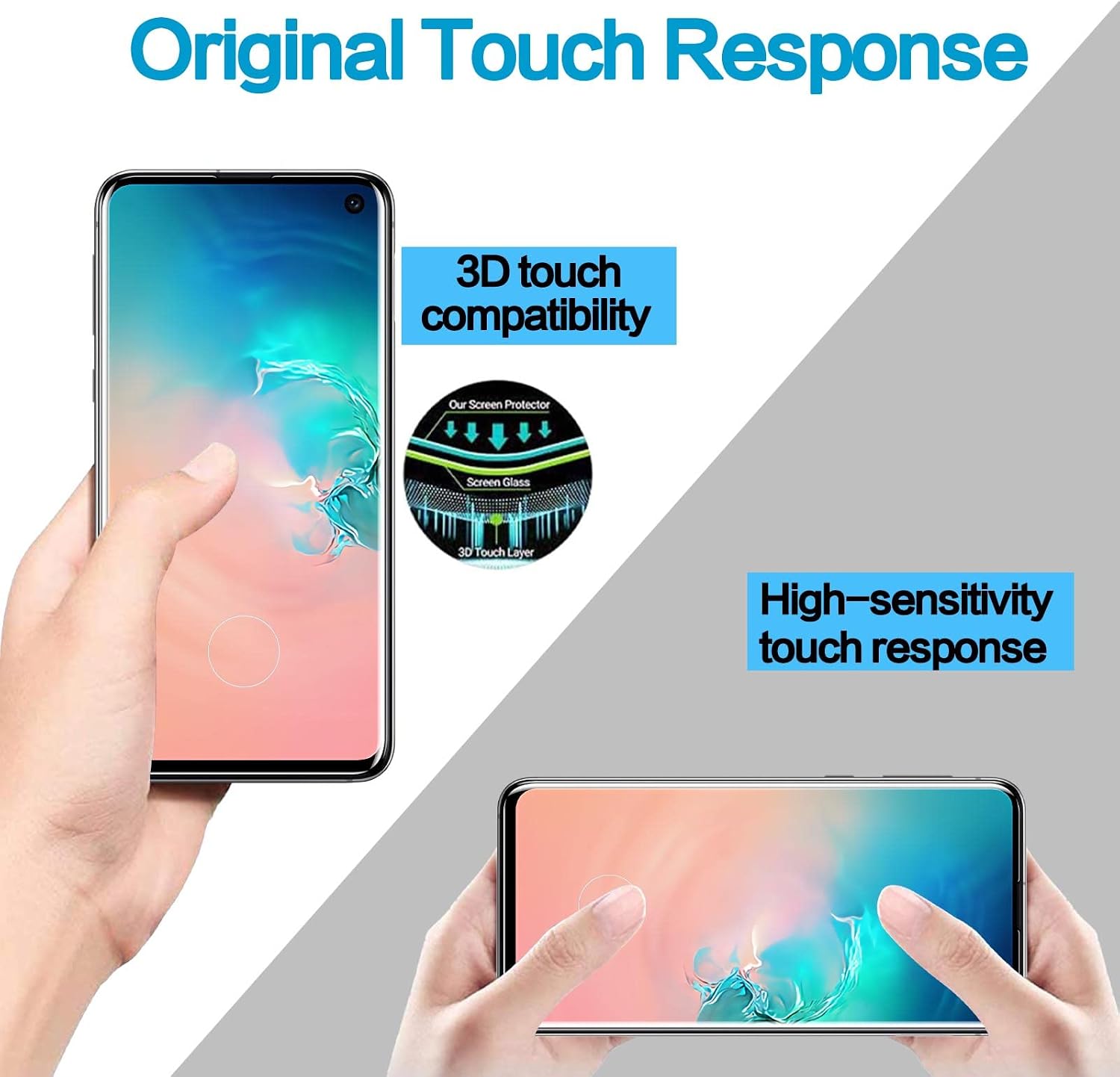 LYWHL [3-Pack] for Samsung Galaxy S10 screen protector, 9H HD Clear 3D Curved Tempered Glass Protector Film for Galaxy S10 6.1 Inch, Anti Scratch No Bubble Case Friendly Easy Install