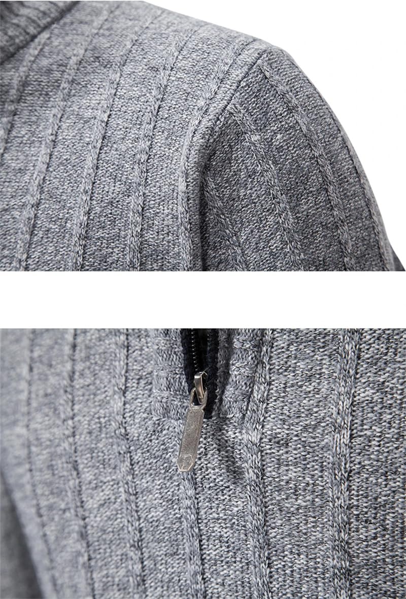 Dninmim Herren Rollkragenpullover mit halbem Reißverschluss, für Herbst und Winter, langärmelig, lässig, Strickpullover