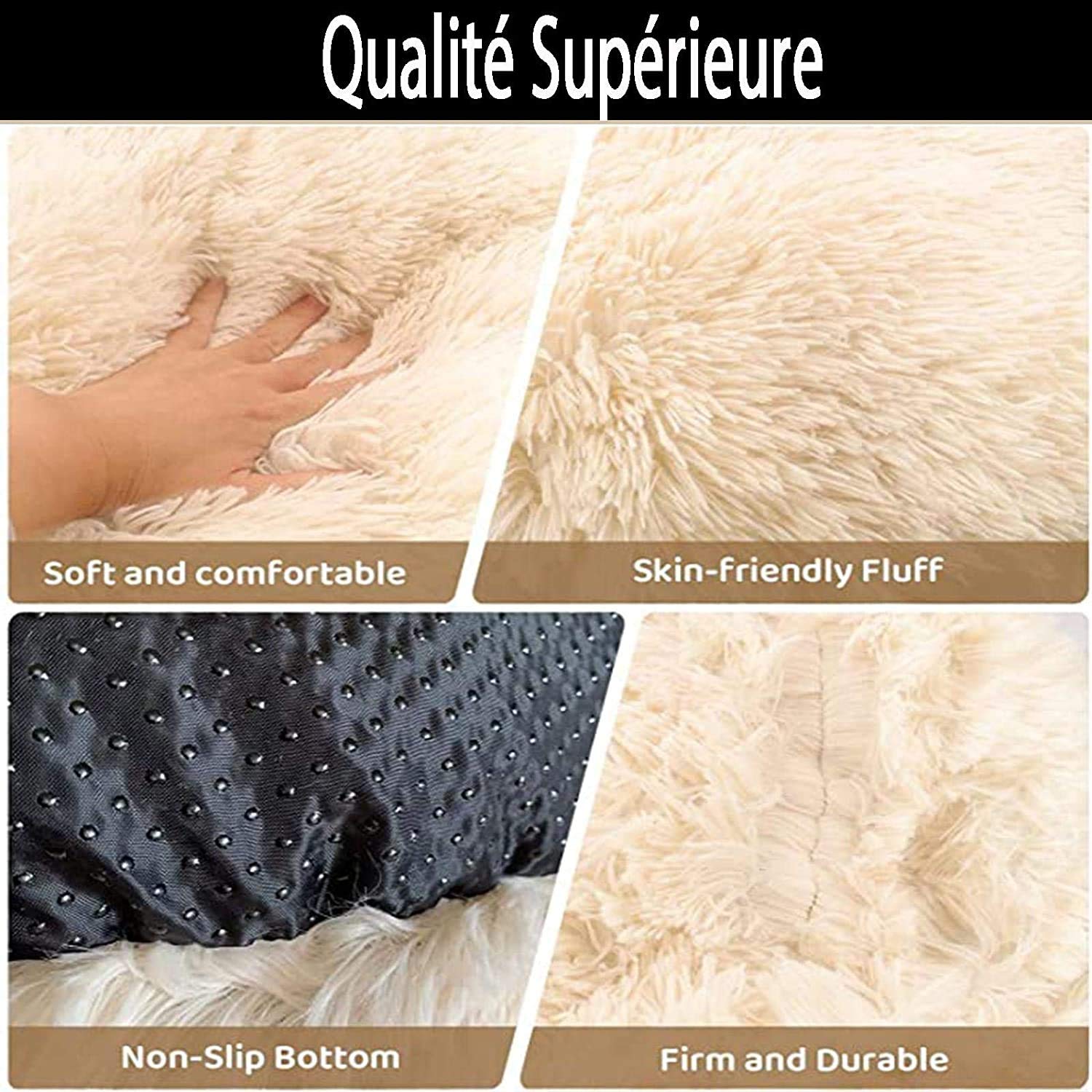 Lit pour Chien Apaisant,Lit pour Chien Extra-Doux Confortable,Puppy Love Rond Donut Moelleux,Panier Chat Chien Dehoussable,Coussin Chien Anti Stress XXXL