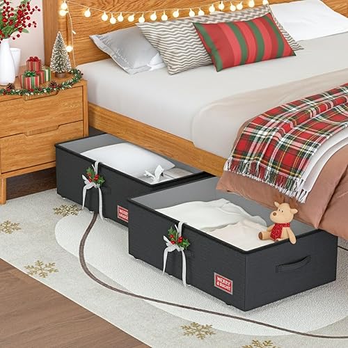 Miniatura 5 de Contenedores de almacenamiento debajo de la cama con ruedas, no requiere montaje, 10 pulgadas de altura, gran capacidad, contenedores de