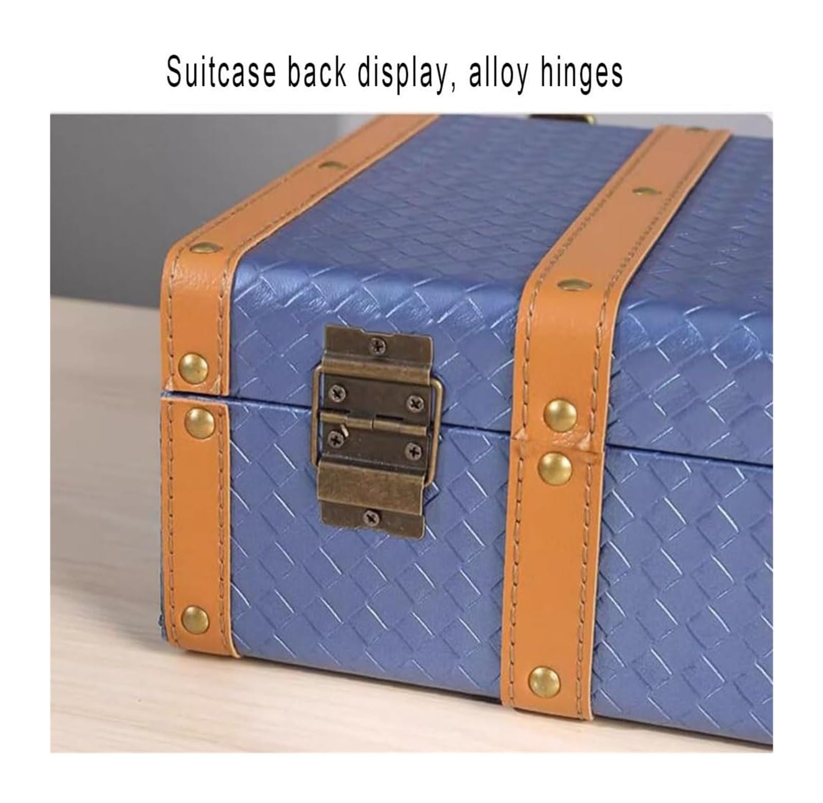 Maleta Retro, baúl de Madera Antiguo, Caja organizadora para Maletas, Ideal para decoración de Ventanas y Accesorios de fotografía (Azul, 44x12x24cm)
