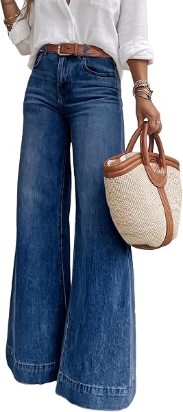 SHEWIN Flare Jeans for Women Wide Leg High Waisted Strechy Loose Casual Denim…