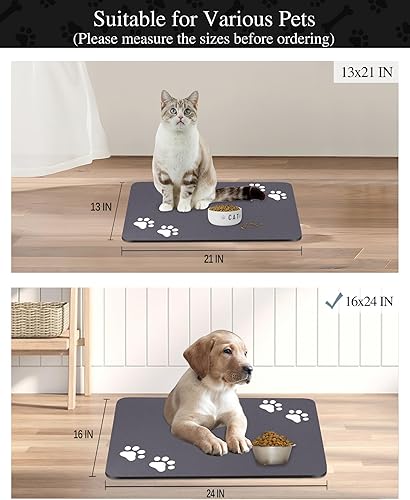 Miniatura 5 de Tapete absorbente de comida para mascotas, fácil de limpiar, para alimentos y agua, no mancha, tapete para proteger el suelo, tapete antideslizante