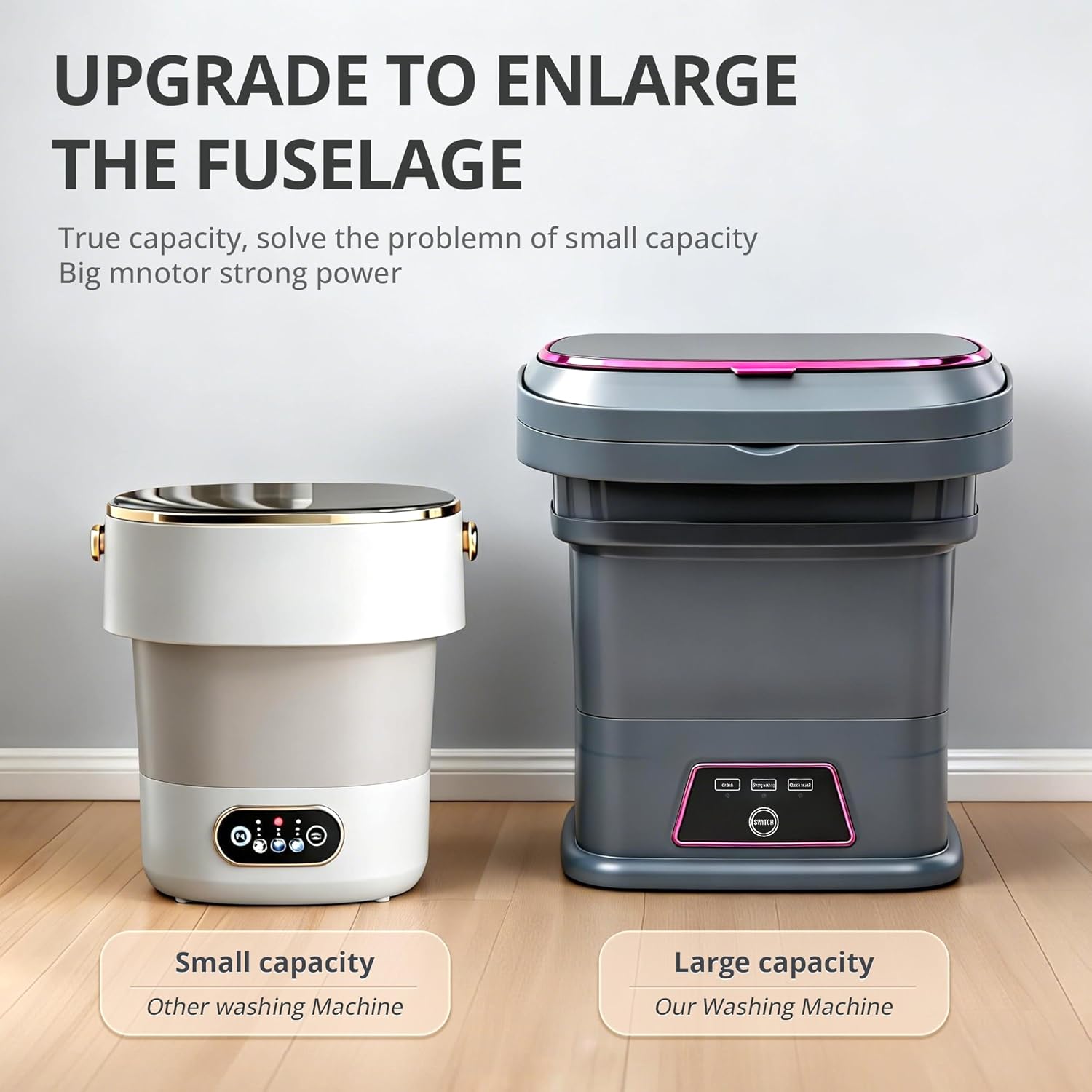 Welsteepse Portable Washing Machine, 16L Upgraded Mini Washer with Spin Basket Laundry Machine for Baby Clothes, Underwear, Socks; Ideal for Travel, Dorms, Camping (gray)