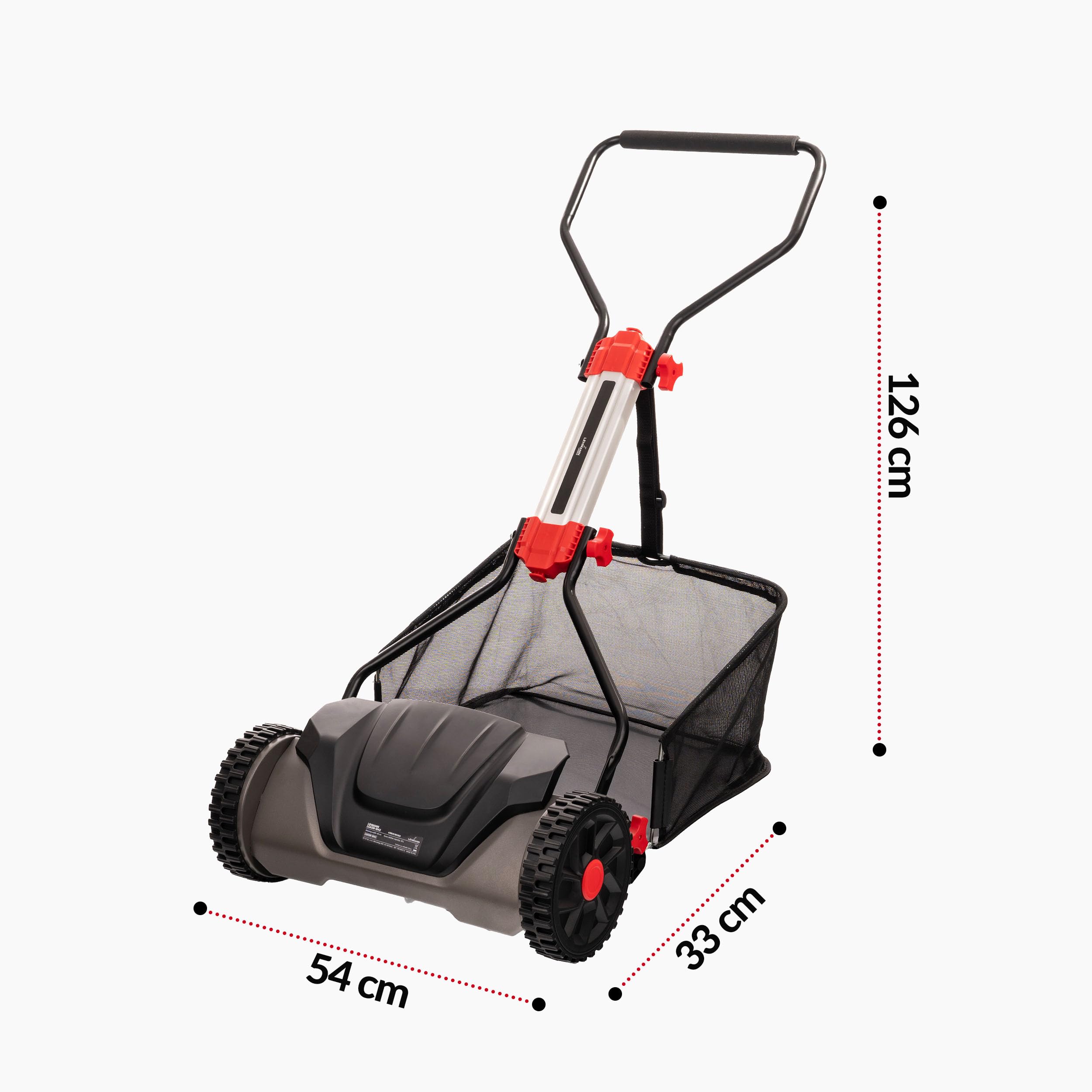 LEHMANN Tondeuse Hélicoïdale 40 cm avec bac 30 L – Tondeuse Manuelle Mécanique 5 Lames, Hauteur de Coupe réglable 15-42 mm