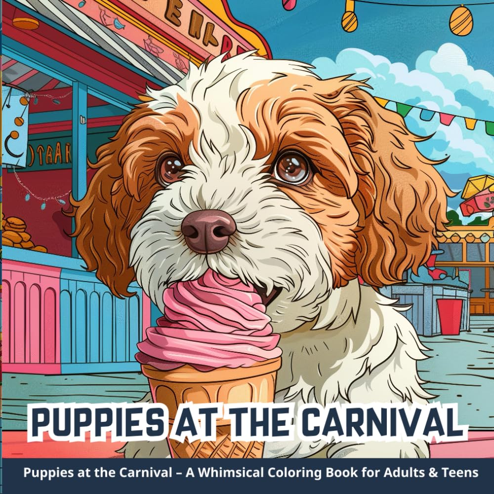 Puppies at the Carnival – A Whimsical Coloring Book for Adults & Teens: 40 Playful Fairground Puppy Scenes Full of Fun & Fantasy (Puppy Day Out Series)