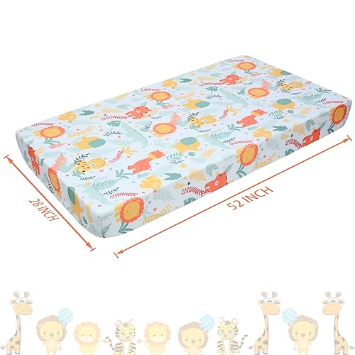 Miniatura 5 de Cloele Sábana bajera ajustable para cuna de animales, 100% poliéster, 1 paquete de sábana de cuna de león para colchones estándar de cuna y niños