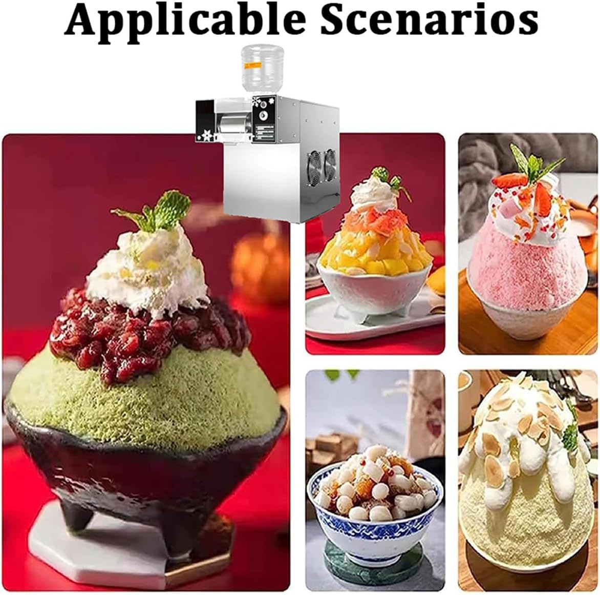 Automatic Electric Ice Shaved Machine, Stainless Steel Snow Cone Shaver, Rotating Snowflake Ice Machine for Home, Parties, Food Truck, Restaurant, Milktea Shops, Speed Adjustable,70kg/h