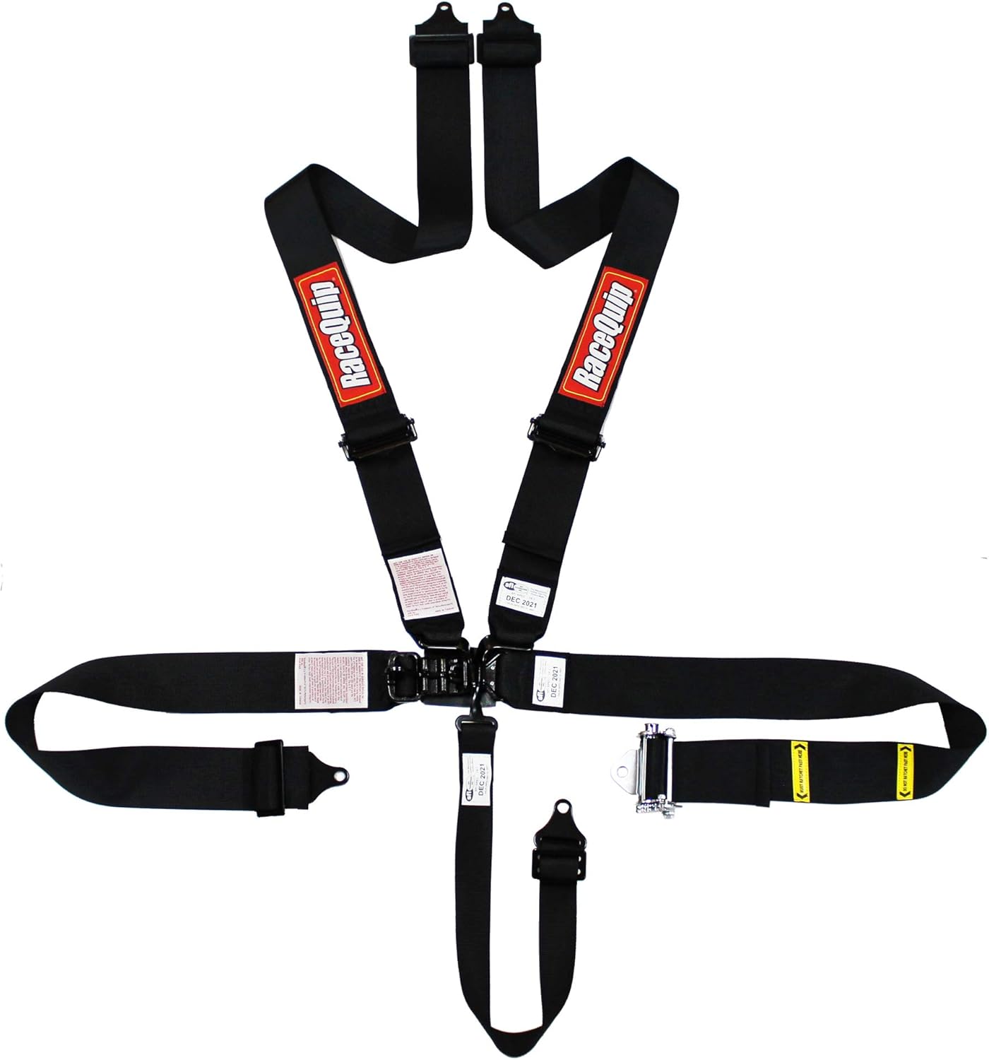 RaceQuip 813003RQP 5 Point Harness Ratchet Latch/Link SFI 16.1 Pull Down Adjust Bolt-On/Wrap Around Black