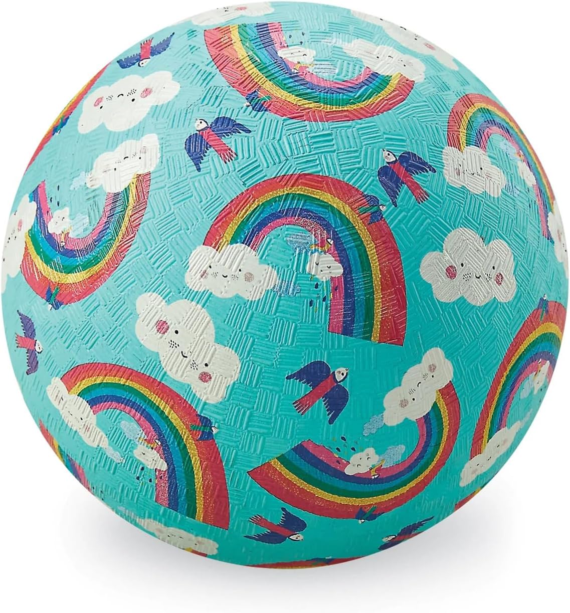 Crocodile Creek Playground Ball - Durable Rubber Ball for Kids Ages 3 and Up - Bouncy Inflatable Ball for Kickball, Indoor Games, and Outdoor Sports - PVC-Free - Rainbow Dreams - 5-inch Diameter