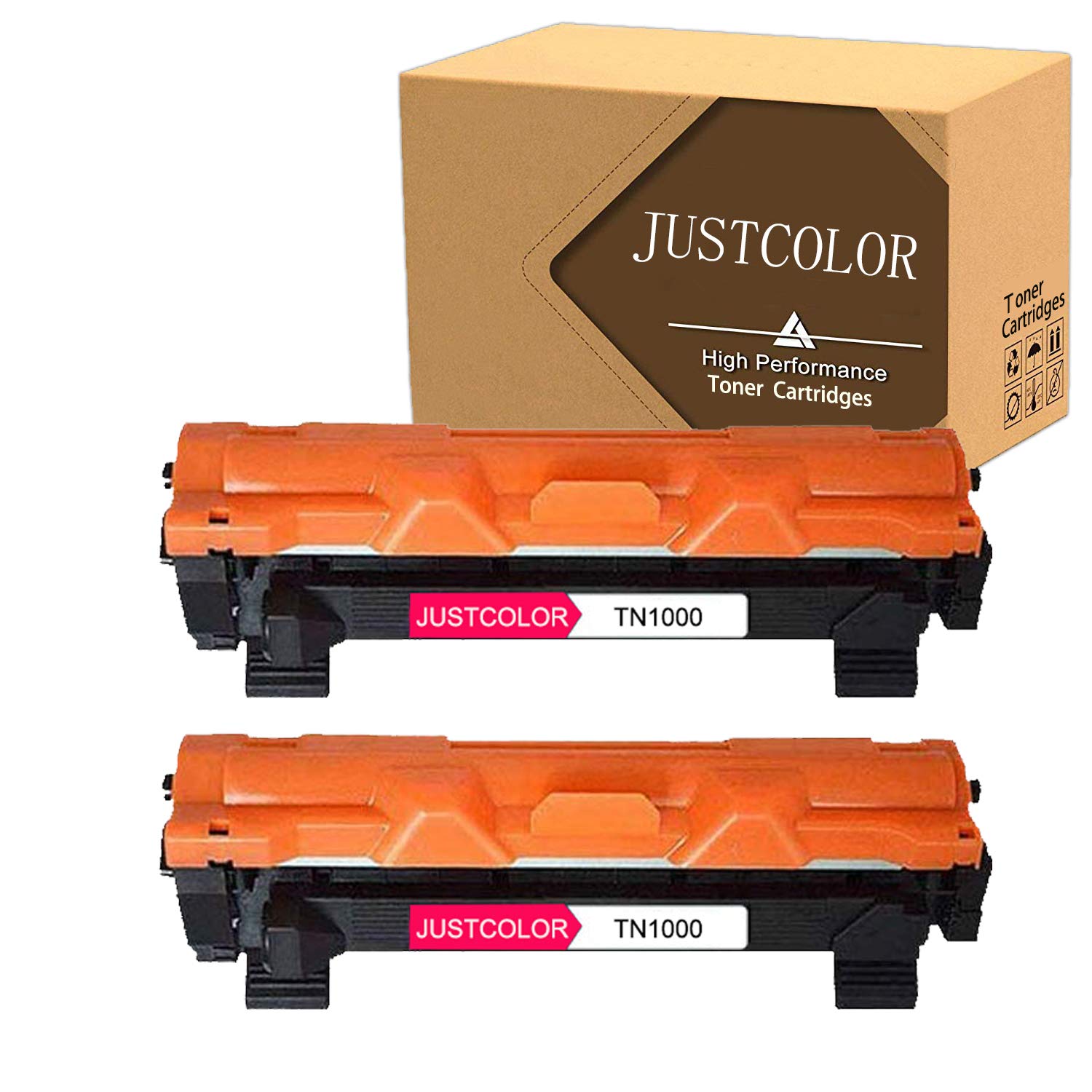 JUSTCOLORCompatible Toner Cartridge Replacement for Brother TN1000 TN-1000 use for Printer HL-1110 HL-1112 HL-1210W DCP-1510 DCP-1512 DCP-1610W MFC-1810 MFC-1910W Printer (2 Black)