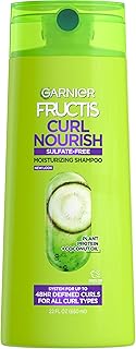 Garnier Fructis Curl Nourish Shampoo, Curly Hair Shampoo with Coconut Oil and Plant Protein, Up to 48HR Defined Curls for all Curl Types, 22 Fl Oz (Packaging May Vary)