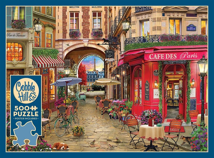 Cobble Hill 500 Piece Puzzle - Cafe des Paris - Sample Poster Included