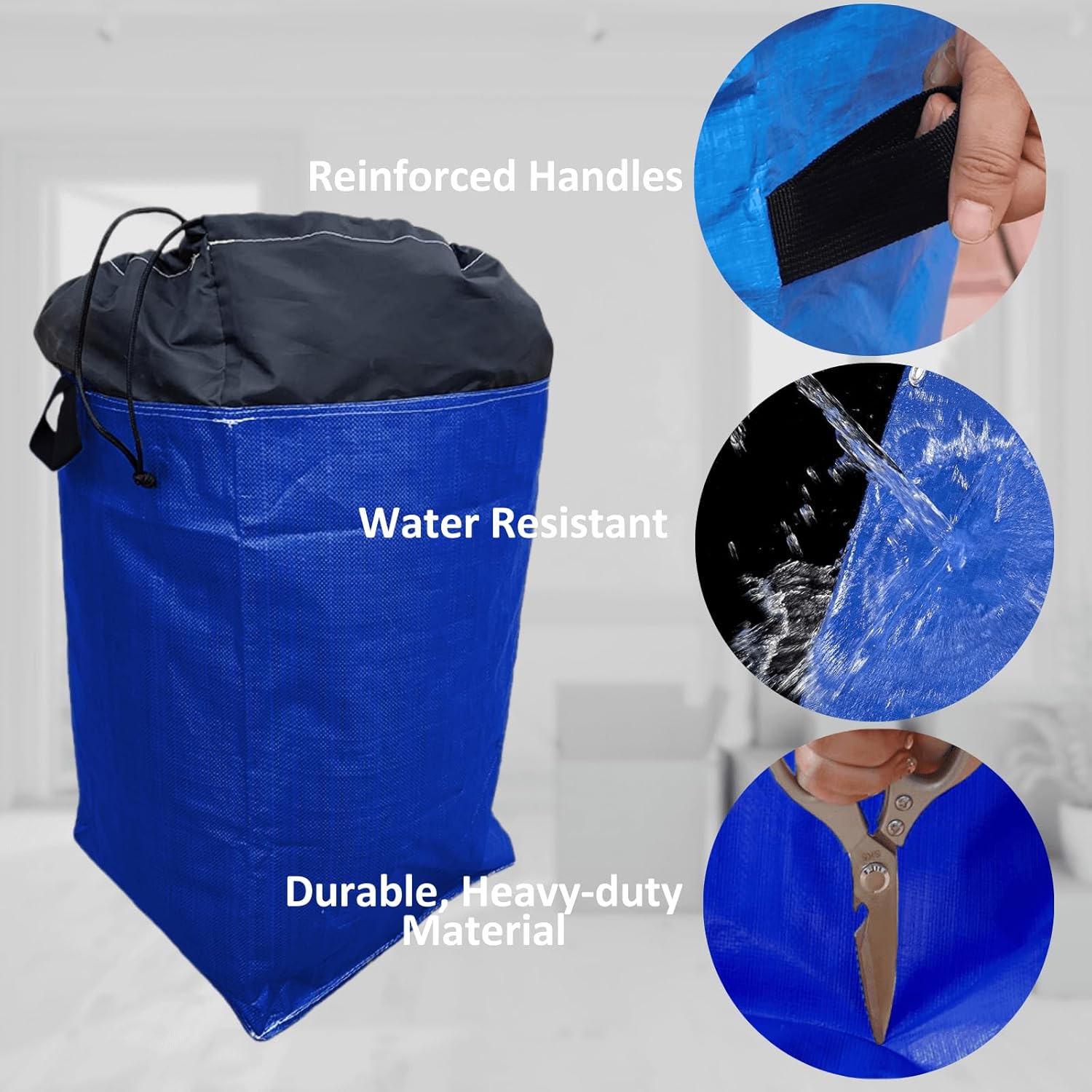 66 Gallon Extra Large Moving Bags with Handles, Heavy Duty Waterproof Storage Totes for College Dorm and Home, Packing Supplies for Moving Boxes, Set of 4