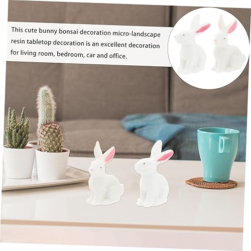 Miniatura 3 de GANAZONO 4 piezas de micro paisaje conejito micro paisaje miniatura Pascua adornos decoraciones animales escultura estatua conejo bonsái decoración