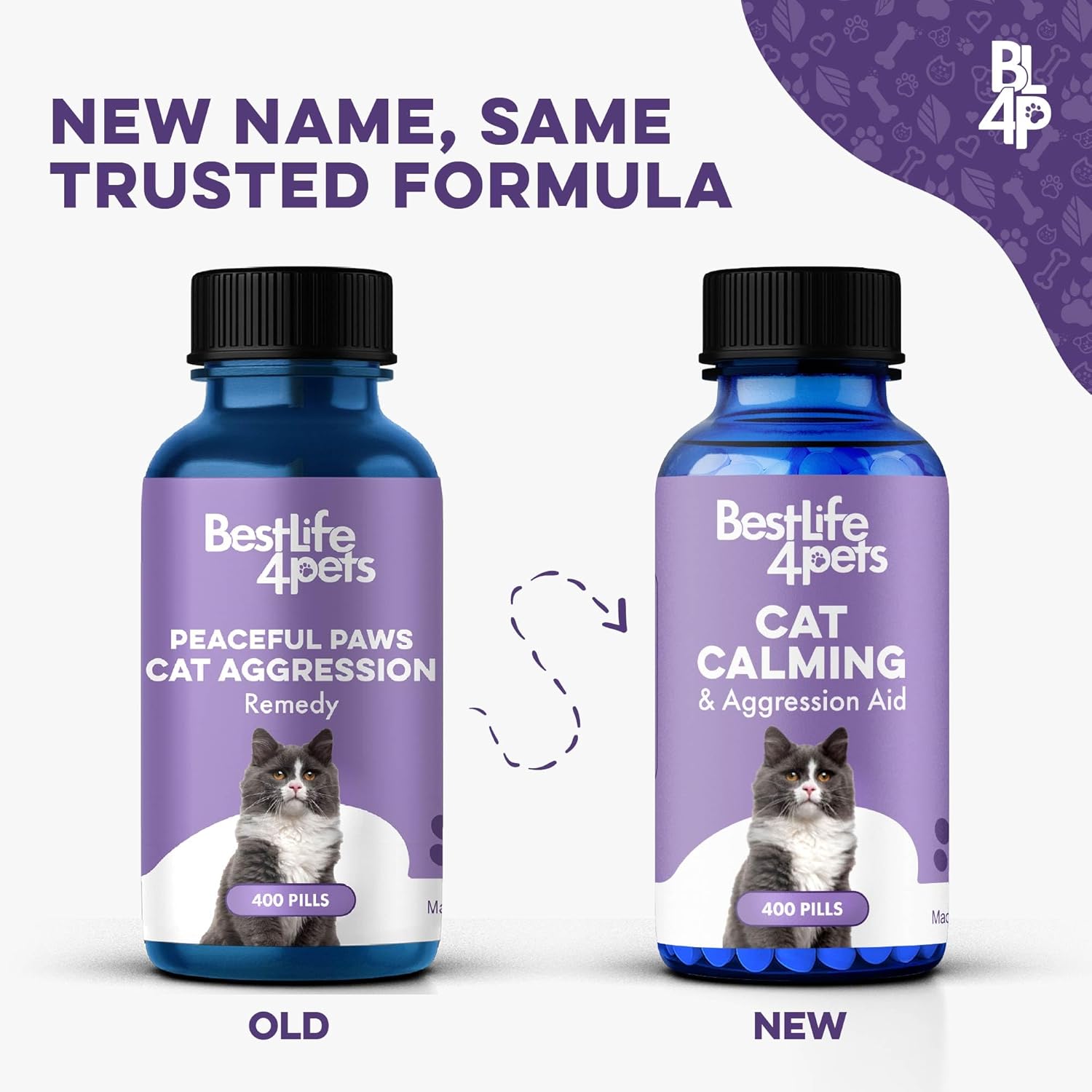 Anti Aggression for Cats Calming Remedy, A Natural Diffuser and Cat Calming Aid for Stress, Spiteful Spraying, Scratching & Territorial Behavior, Non-Drowsy, 400 Odorless, Tasteless Pills