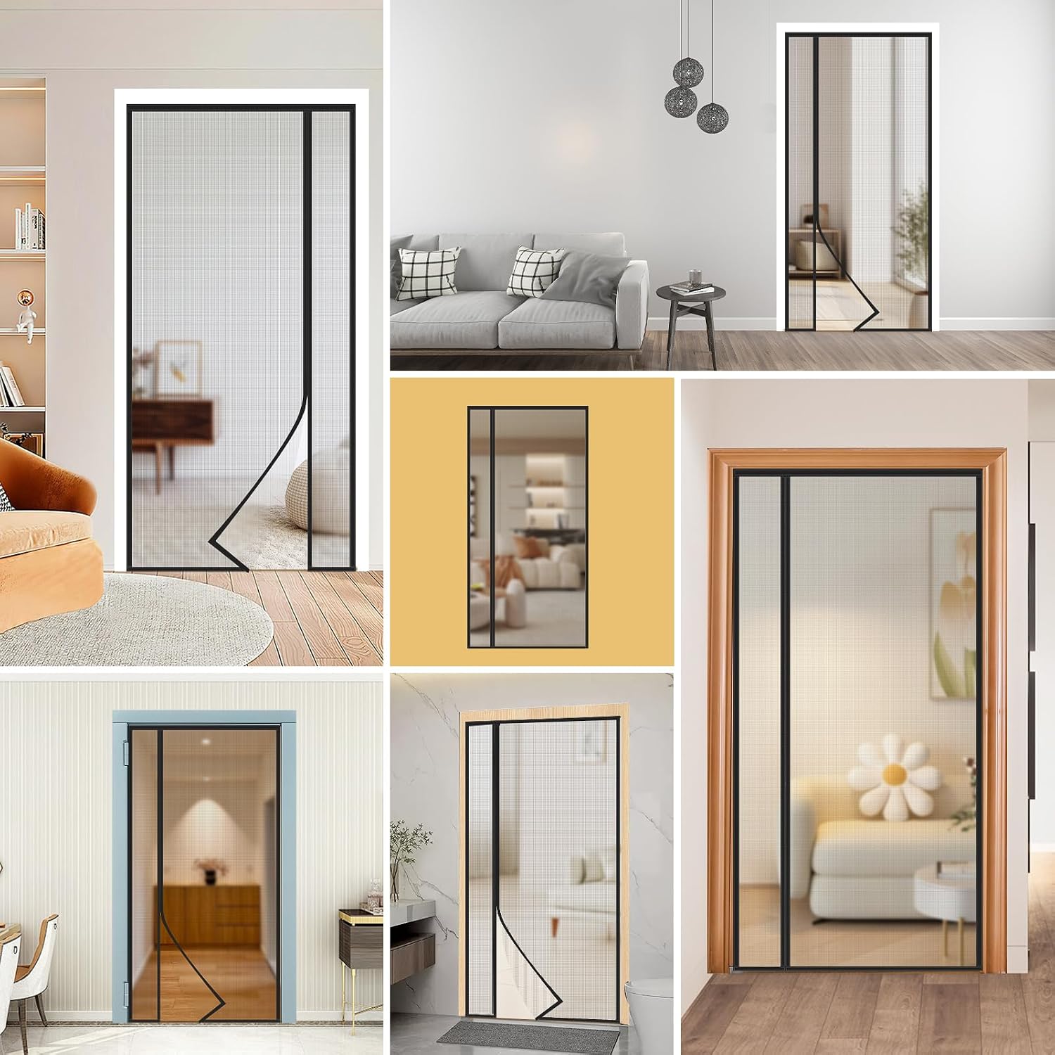 Magnetic Screen Door, Reversible Left or Right Side Opening, Mesh Door Screen with Magnetic Closure, Keep Bugs Out, Pet and Kid Friendly, Fits Door Size 36" x 80"